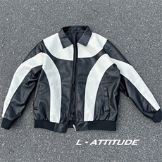 现货新款港风街景自拍风情侣男士PU皮衣皮夹克外套M9914-P88控158，男装夹克，电商A021