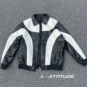 现货新款港风街景自拍风情侣男士PU皮衣皮夹克外套M9914-P88控158图片