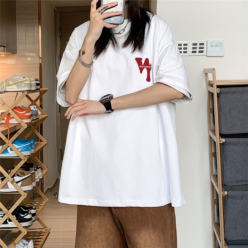 中性风潮流字母印花短袖男女学院风学生夏季印花T港风ins,男装T恤,电商C306-1