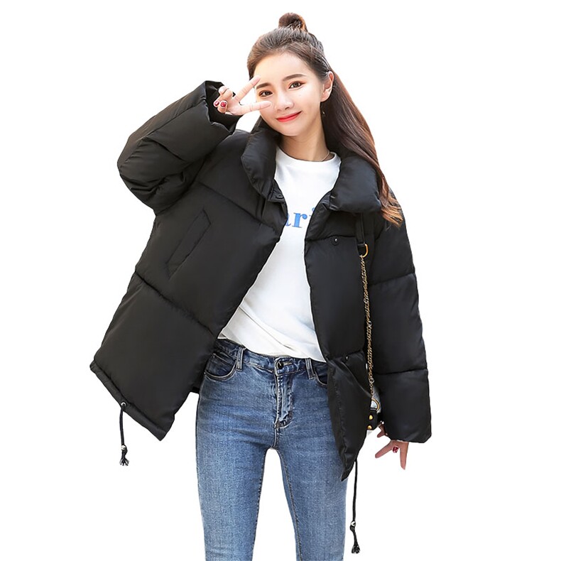休闲宽松时尚潮流舒适简约个性纯色长袖2020年冬季短款,女装棉衣/棉服,阿菲诺依
