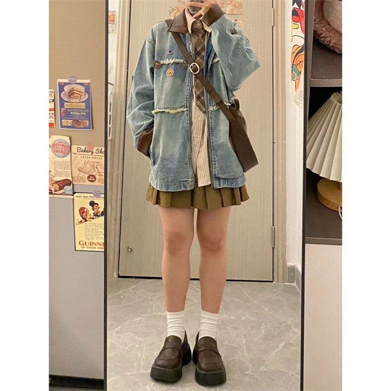 【有货】拼接牛仔外套男女款春秋设计感毛边夹克8086CC-P85,男装夹克,星座1007（原301D）