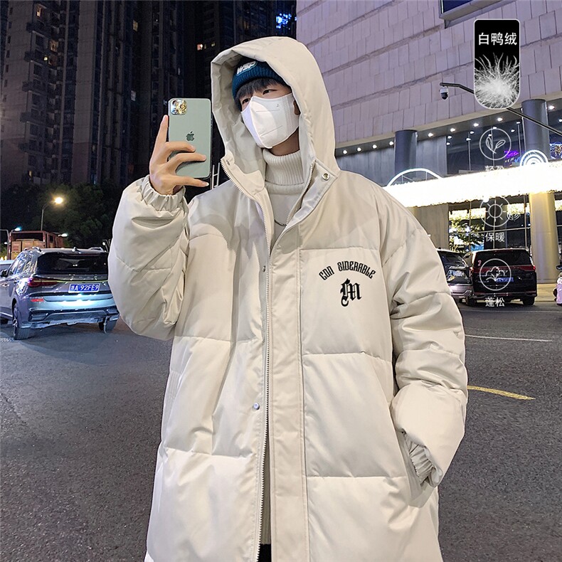 港风冬季新款长款连帽白鸭绒羽绒服男潮宽松YR6164P285控358，男装羽绒服，电商A268A