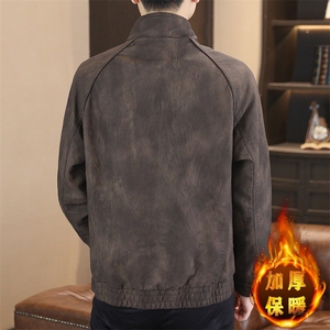 秋冬加绒加厚男士休闲立领潮流皮衣外套夹克PY1607-P120图片