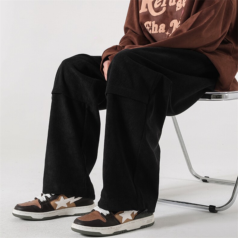 港风灯芯绒休闲裤男宽松直筒束脚裤卫裤 KP807 P43图片
