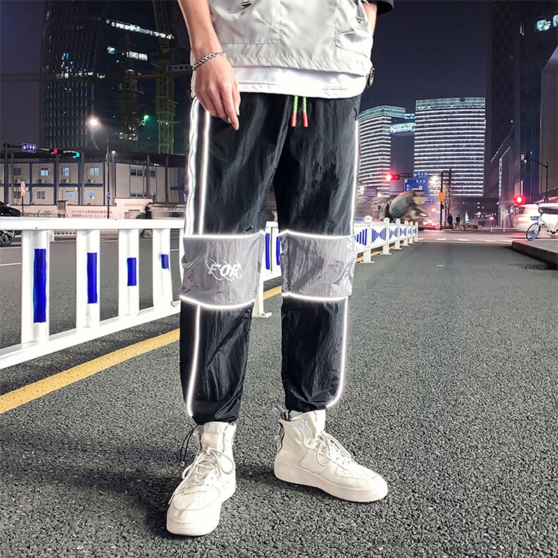 2021秋冬新款反光条多口袋拼接工装裤A222B-5091图片
