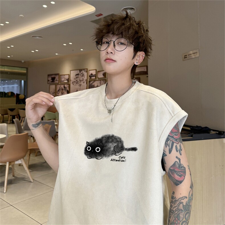麂皮绒背心坎肩男T恤美式港风潮JB451-特P19控38,男装背心/马甲,电商B370