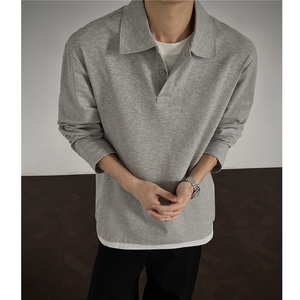 25秋装新品 珠地棉假两件polo衫男长袖T恤打底衫 H1117 特P39图片