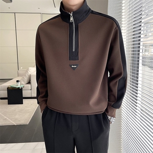 轻熟风~2025秋季420克重磅华夫格拼色立领卫衣外套 H002/P65图片