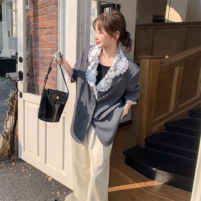 纯色气质风休闲风翻领通勤女西装时尚小个子短款春秋显瘦网红百搭,女装西装,浙宝210（原浙宝191）