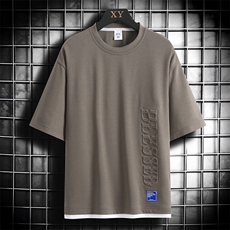冰氧仿棉短袖网格挂拍体恤夏季休闲百搭刺绣纯色男上衣TC3148-P24，男装T恤，星座717