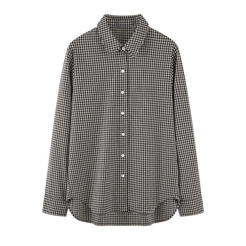 2025年秋季休闲格子衬衫时尚百搭通勤简约，女装衬衫，致织羊绒