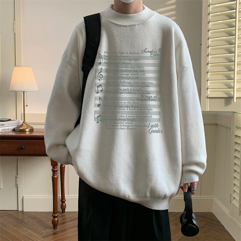 半高领毛衣男大码胖子针织衫毛线衣 M18428-P45 加绒款-P65图片