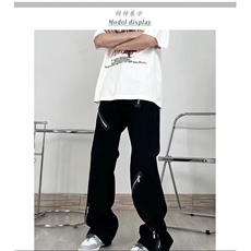 1506A/G77020/P40个性拉链小脚牛仔长裤黑色直筒宽松，男装休闲裤，星座1506A
