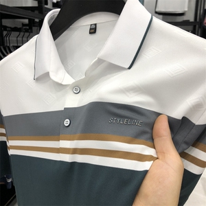 中年休闲男装翻领半袖T恤衫2023夏季新款男士polo衫薄款休闲上衣图片