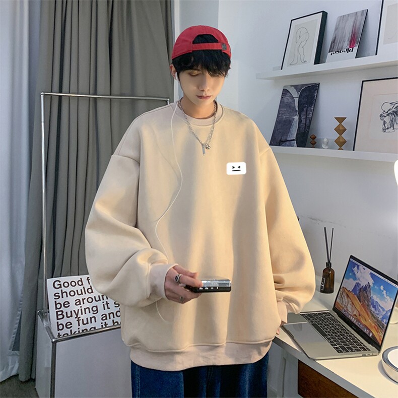 麂皮绒秋季新款青少年百搭宽松远动圆领卫衣JK23341特批36控59图片