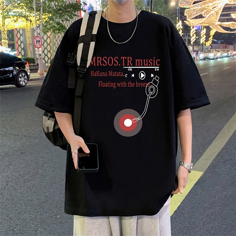 T798纯棉宽松短袖t恤男夏季新款透气休闲圆领体恤衫oversize半袖,男装T恤,星座304A-1