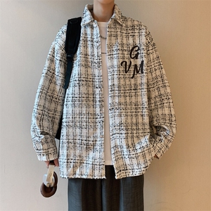 港风小香风衬衫男大码M-5XL中性情侣潮衬衫男CCS8019P45加绒P55图片