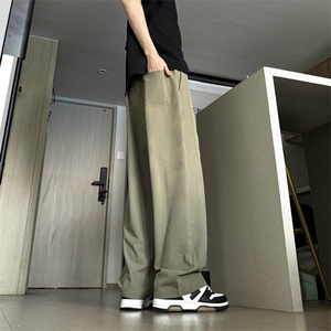 网图 自带卡扣飘带夏季冰丝裤垂感直筒裤XK094-特P30图片