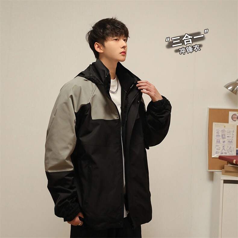 DZ3139-TP135控价198 冬季新款三合一抗寒冲锋衣厚棉服两件套男图片