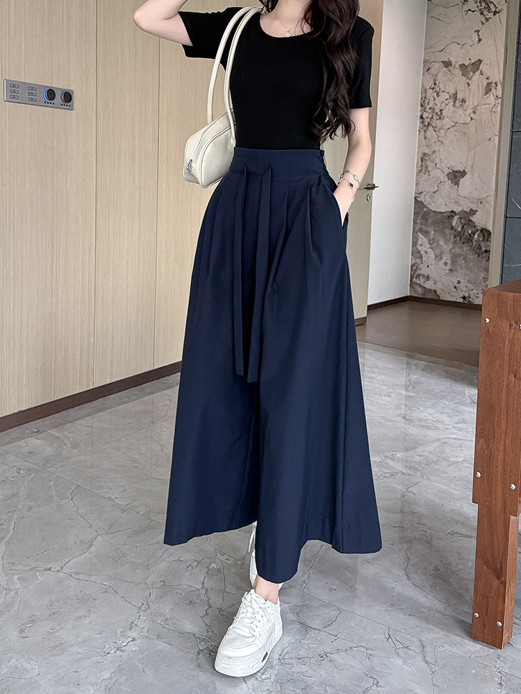 法式复古优雅高级感直筒裤女2025夏季新款小个子宽松显瘦阔腿裙裤,女装休闲裤,水衣源