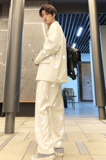港风秋季反光蝴蝶印花西装男秋季百搭大码西服A090-TZ10P90限128，男装西服套装，电商A089-1