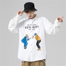 2021秋季新无影墙港风大码男印花休闲宽松衬衫C551-P45，男装衬衫，电商A001
