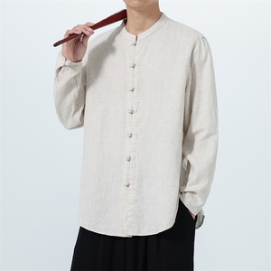 风高品质100% 纯亚麻手工盘扣长袖衬衫 xz815-8619p110图片