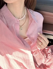 2025百搭女士温柔C位粉苎麻轻薄防晒衬衫，女装衬衫，湘姗