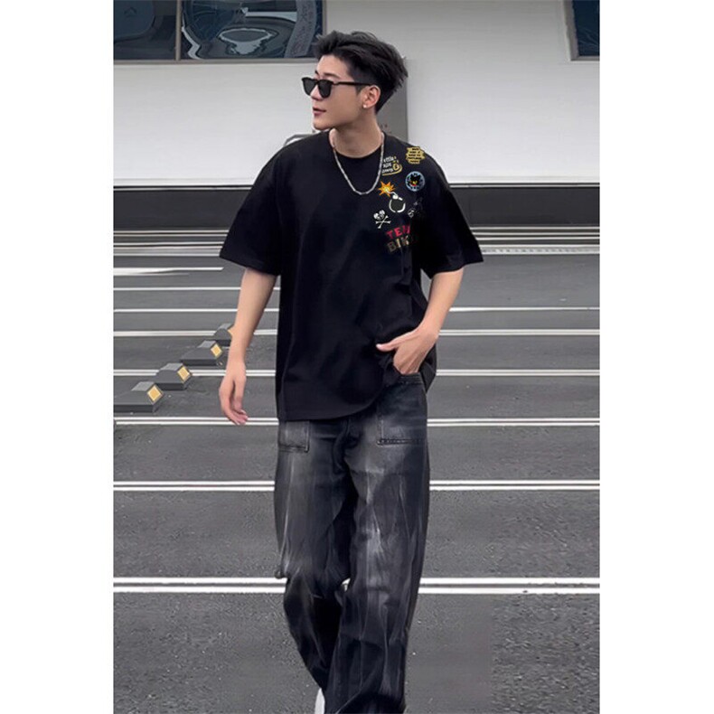 XZ809A/PPVV21/P20/控38重磅印花美式复古圆领T恤,男装T恤,星座809A(原222-1)