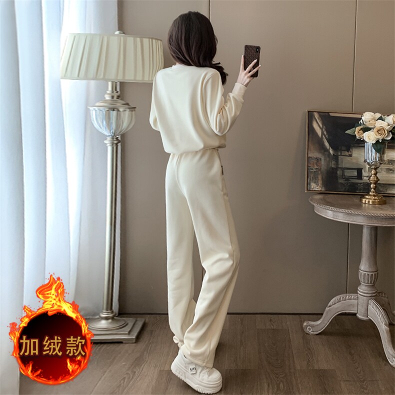 女秋冬2新款时尚洋气减龄加绒卫衣两件套潮,女装套装/套裙,江南
