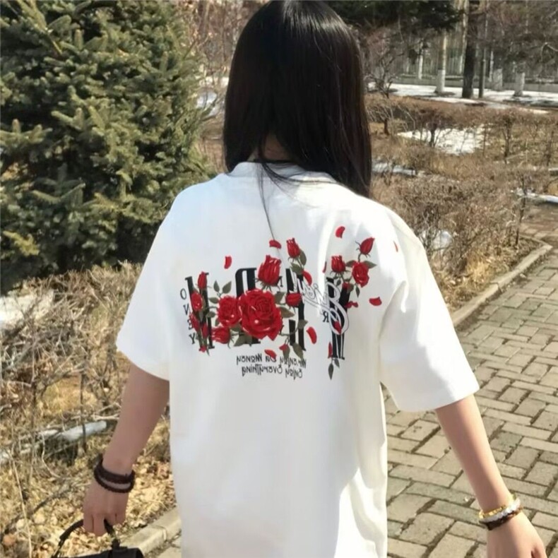 H0758-P35重工前后刺绣新款时尚潮流短袖t恤女图片