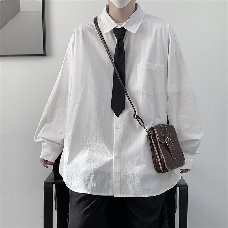 痞帅领带长袖衬衫男士大码dk制服男jk衬衣男LC42099-P45,男装衬衫,电商A040