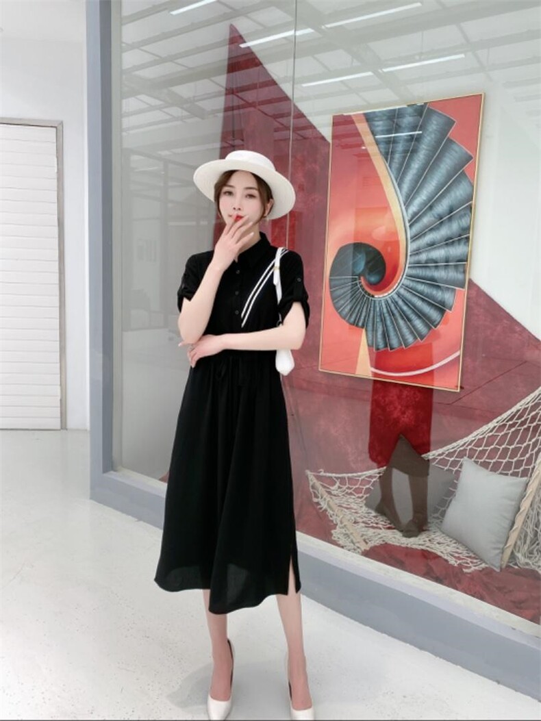 【现货】夏季新款纯色休闲收腰显瘦连衣裙，女装连衣裙，名怡