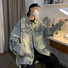 美式复古水洗牛仔夹克男2024春季潮牌宽松百搭休闲外套W8084-P63，男装夹克，星座512-4