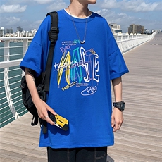 1图案已注册港风日系中性情侣大码M-5XL风短袖DT7735P28控45，男装T恤，星座226-2