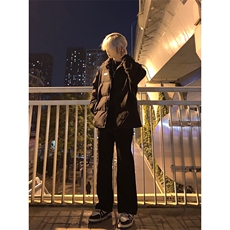 高街vibe纯黑色牛仔裤男款夏季修身直筒弹力微喇叭裤控价68，男装牛仔裤，星座310A-4