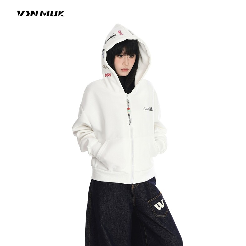 1506-1/WA2321/P54重磅美式开衫拉链休闲百搭卫衣外套男女潮牌，女装短外套，星座1506-1