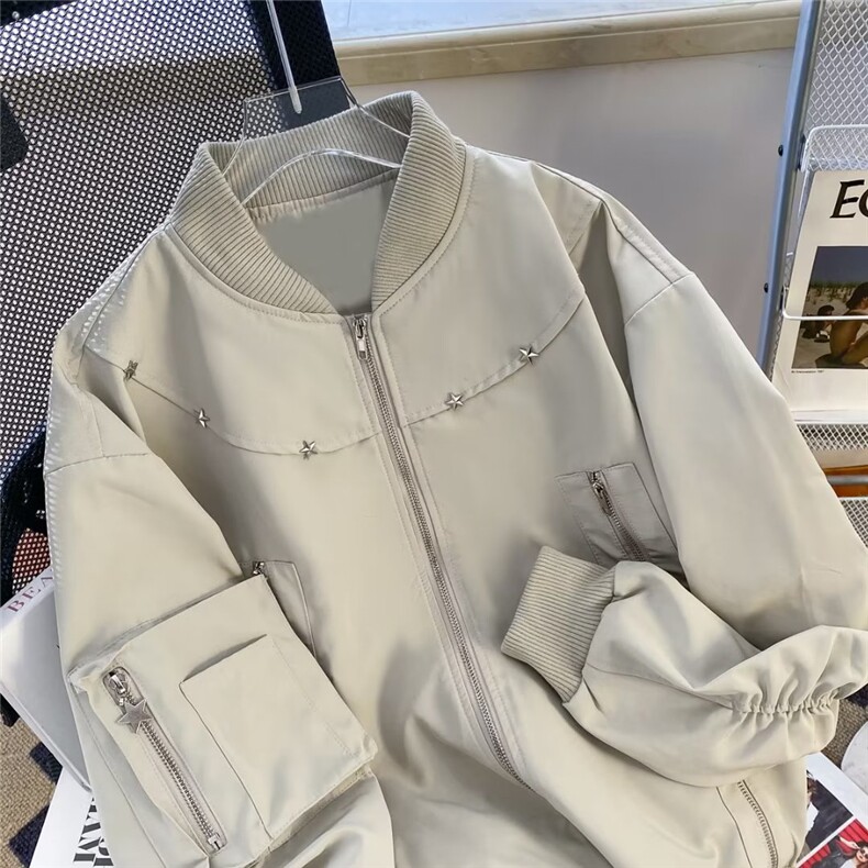 美式复古高街工装夹克潮牌男女休闲棒球春秋款外套JK0011-P70,男装夹克,星座308B-1