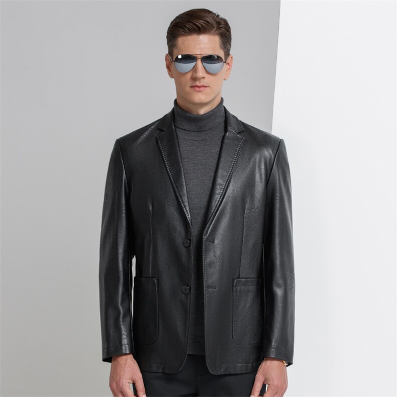 休闲秋冬个性西服领皮衣夹克潮流机车服中青年男士YN2105-P155,男装皮衣,电商B212（原钱塘6029）