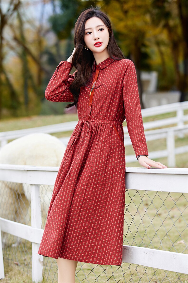 2026春装新款碎花文艺连衣裙2206,女装连衣裙,倪叶myz