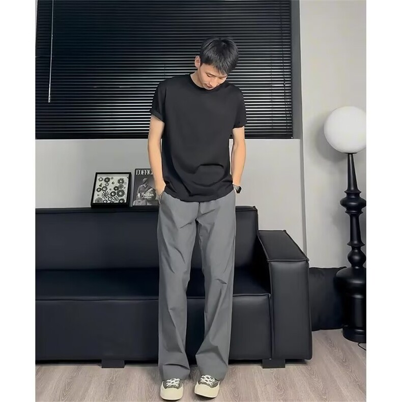 秋季2026新款弯刀裤凉感西裤宽松微喇速干休闲长裤男K6603-P39,男装西裤,星座412-3