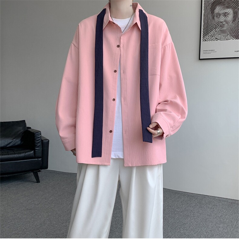 （送个性领带）CS1160-特P42控88肌理感长袖男小众设计大码衬衣,男装衬衫,电商A059