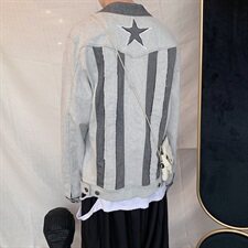 703-J秋季弹力牛仔拼接毛边夹克外套休闲，男装夹克，星座703
