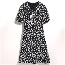 小雏菊碎花雪纺连衣裙女2021年夏季新款韩版修身，女装连衣裙，寒都衣屋