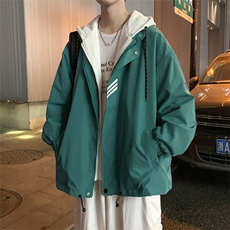 春季连帽男街头假两件夹克港风日系潮流情侣棒球服外套W2571-P56，男装夹克，星座512-2