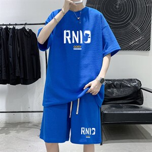 ！2023夏季男士华夫格短袖T恤套装潮流一套HTZ06P50图片
