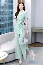 现货2024年夏季时尚气质优雅减龄洋气阔腿裤两件套套装，女装套装/套裙，火爆靓佳人