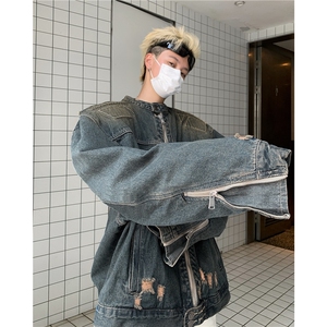 复古水洗做旧牛仔外套男女高街宽松百搭夹克8637P76