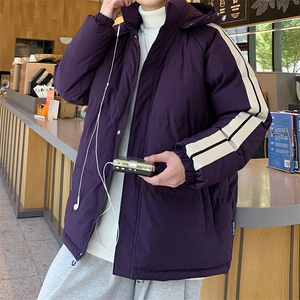 秋冬立领棉衣潮流连帽竖条样式宽松港风情侣棉袄外套MY9303-P95图片