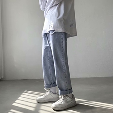 春秋垂感牛仔裤男ins韩版chic直筒百搭宽松长裤哈伦裤S336-p35，男装牛仔裤，星座1008